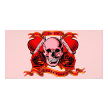 Valentine Tattoo Skull Hearts Custom Photo Card