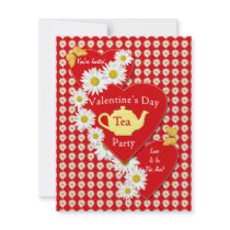 Valentine Tea Party Daisies Small Invitation