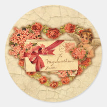 Valentine victorien autocollant rond