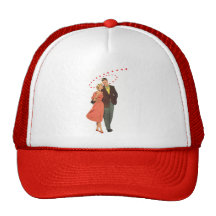 Valentine vintage marchant avec les coeurs de flot casquette de camionneur
