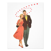 Valentine vintage marchant avec les coeurs de flot invitations personnalisables