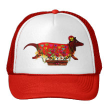 Valentine Weiner Dog Mesh Hat