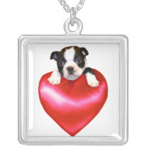 Valentines boston terrier necklace