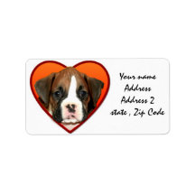 Valentine's Boxer puppy address labels
