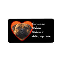 Valentine's bullmastiff dog personalized address labels