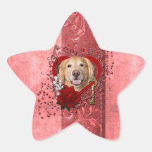 Valentines - clé à mon coeur - golden retriever - autocollants