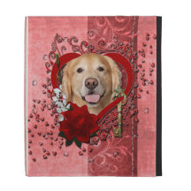 Valentines - clé à mon coeur - golden retriever - coques iPad folio