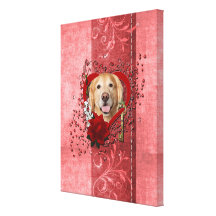 Valentines - clé à mon coeur - golden retriever - toiles tendues sur châssis