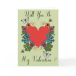 Valentine's Day Card - Flower Heart Green