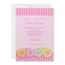 Valentines Day Conversation Heart Baby Shower Custom Invitation