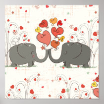 Valentine's Day Elephants Print