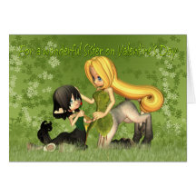 Valentine's Day For Sister With Cute Centaurs Greeting Card
