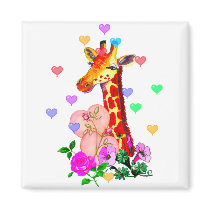 Valentine's Day Giraffe Fridge Magnet