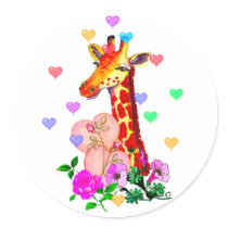 Valentine's Day Giraffe Stickers