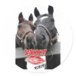 Valentine's Day Horses Round Stickers