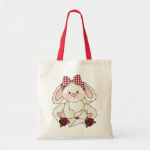 Valentine's day letter bunny tote bags