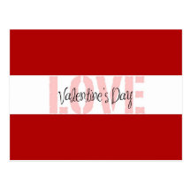 Valentine's Day LOVE Gifts Red Pink White Stripe Postcard