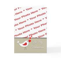 Valentine's Day Photo Card-Cute Bird with Hearts