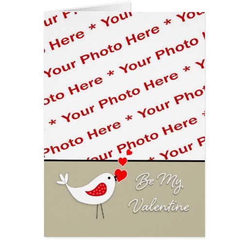 Valentine's Day Photo Card-Cute Bird with Hearts