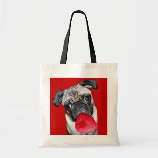 Valentine's Day pug tote bag