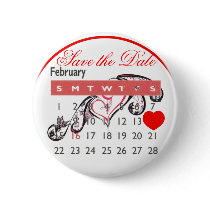 Valentine's Day Save the Date Cute Calendar Pins