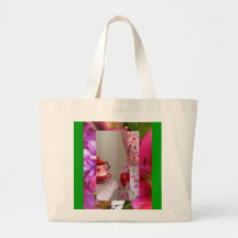 Valentine's Day Teacups and Flowers Large Tote Canvas Bags