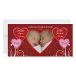 Valentine's Day - Twins Baby Announcement photo cards