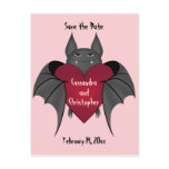 Valentine's day vampire bat save the date wedding postcards