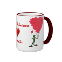 Valentines drôles de coeur de grenouille et d'amou mugs à café
