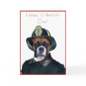 Valentine's Fireman boxer dog greeting card