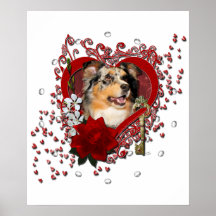 Valentines - Key to My Heart - Australian Shepherd Print
