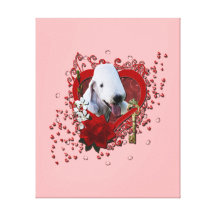Valentines - Key to My Heart - Bedlington Terrier Stretched Canvas Print
