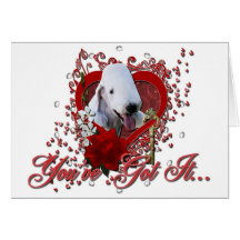 Valentines - Key to My Heart - Bedlington Terrier Card