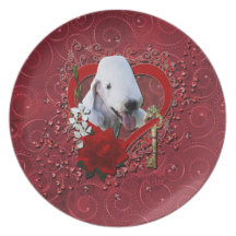 Valentines - Key to My Heart - Bedlington Terrier Dinner Plates