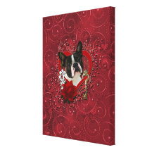 Valentines - Key to My Heart - Boston Terrier Canvas Prints