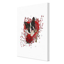 Valentines - Key to My Heart - Boston Terrier Canvas Prints