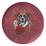 Valentines - Key to My Heart - Boxer - Vindy Dinner Plate
