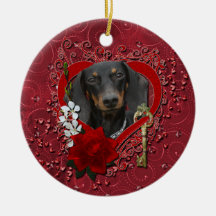 Valentines - Key to My Heart - Dachshund - Winston Christmas Ornaments