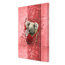 Valentines - Key to My Heart - Koala Bear Canvas Print