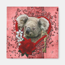 Valentines - Key to My Heart - Koala Bear Magnet