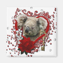 Valentines - Key to My Heart - Koala Bear Magnets