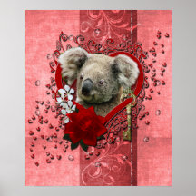 Valentines - Key to My Heart - Koala Bear Poster