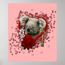 Valentines - Key to My Heart - Koala Bear Print