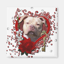 Valentines - Key to My Heart - Pitbull Jersey Girl Refrigerator Magnet