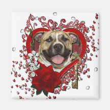 Valentines - Key to My Heart - Pitbull - Tigger Refrigerator Magnet