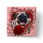 Valentines - Key to My Heart - Pug Pinback Button