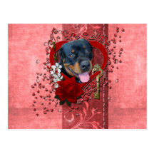 Valentines - Key to My Heart - Rottweiler - Harley Post Cards