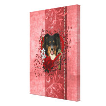 Valentines - Key to My Heart - Sheltie - Chani Stretched Canvas Print