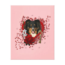 Valentines - Key to My Heart - Sheltie - Chani Gallery Wrapped Canvas