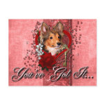Valentines - Key to My Heart - Sheltie - Cooper Postcards